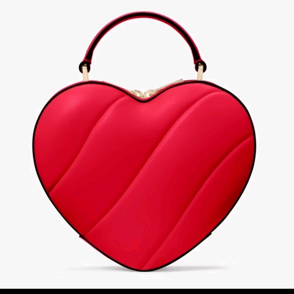 Kate Spade New York Love Shack Quilted 3D Heart Crossbody bag in ruby red - Picture 3 of 7